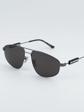Balenciaga BB0115S 001 Sunglasses Grey Aviator Frame, Grey Lenses